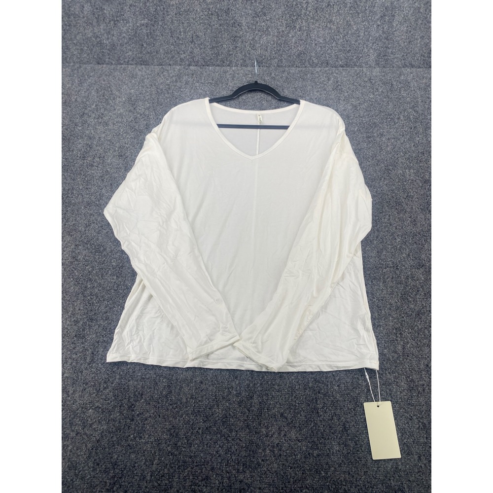 Halara V-Neck Long Sleeve Top Womens L White Flowy Oversized Athleisure NWT